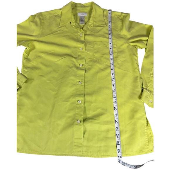 Liz Claiborne Liz Sport Women's Lime Green Blouse Long Sleeve Button Down Small - Picture 8 of 9
